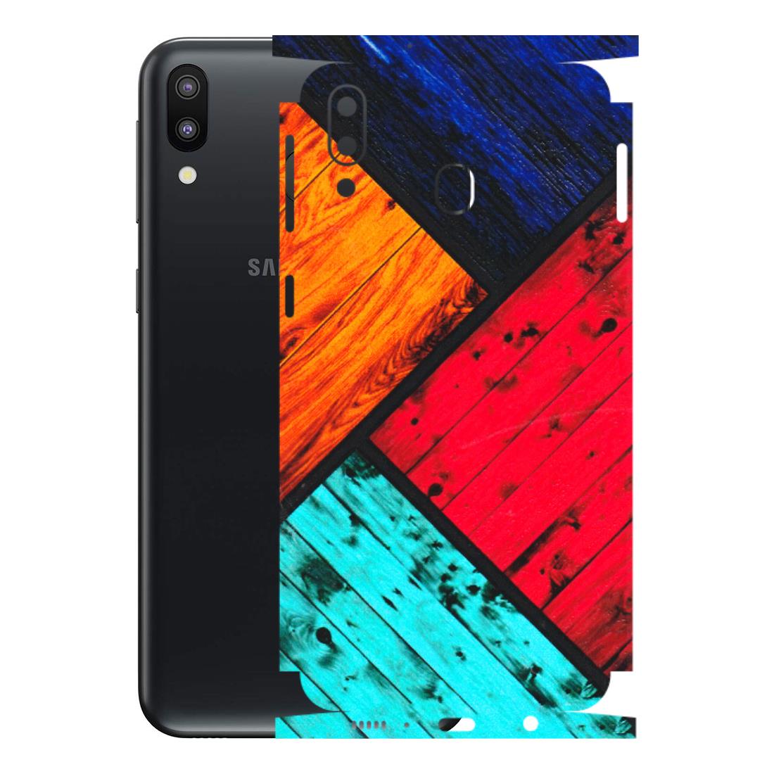 Samsung M/F/Note/Flip and C Phone Skins (All Models) - Colourful Wood Panels Abstract - 3D Embossed Finish (L-09) Samsung Galaxy M20
