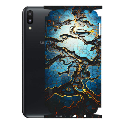 Samsung M/F/Note/Flip and C Phone Skins (All Models) - Blue Gold Abstract - 3D Embossed Finish (L-11) Samsung Galaxy M20