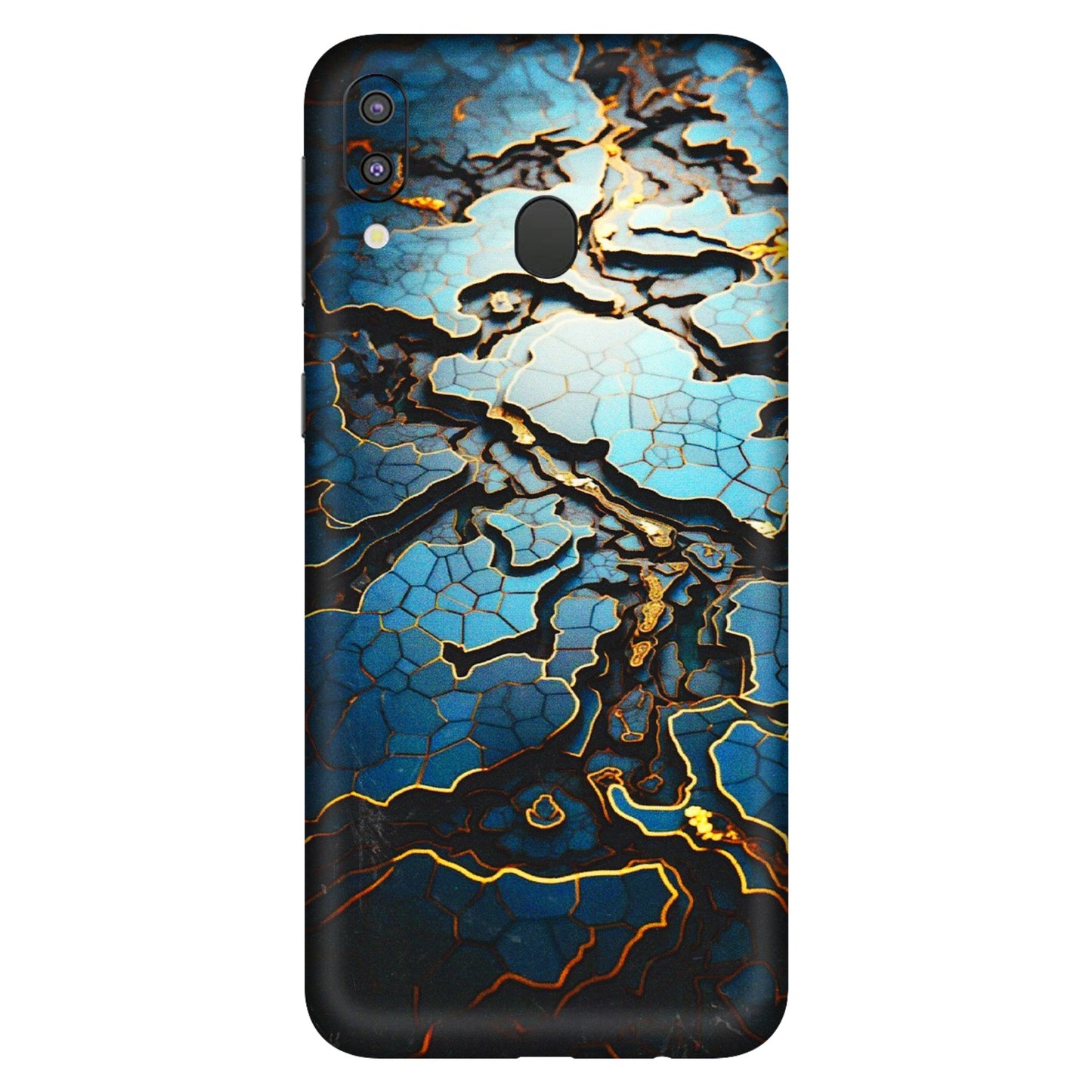Samsung M/F/Note/Flip and C Phone Skins (All Models) - Blue Gold Abstract - 3D Embossed Finish (L-11) Samsung Galaxy M20