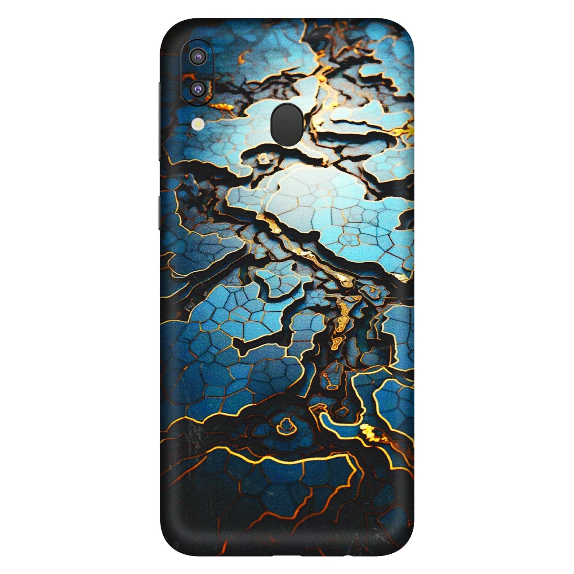 Samsung M/F/Note/Flip and C Phone Skins (All Models) - Blue Gold Abstract - 3D Embossed Finish (L-11) Samsung Galaxy M20