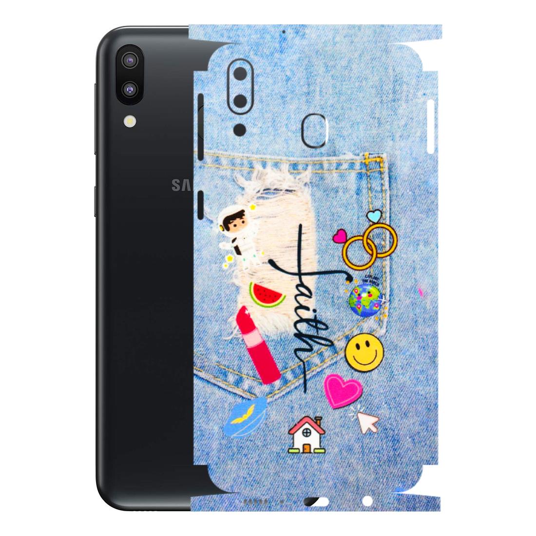 Samsung M/F/Note/Flip and C Phone Skins (All Models) - Denim Jeans Pocket - 3D Embossed Finish (L-134) Samsung Galaxy M20