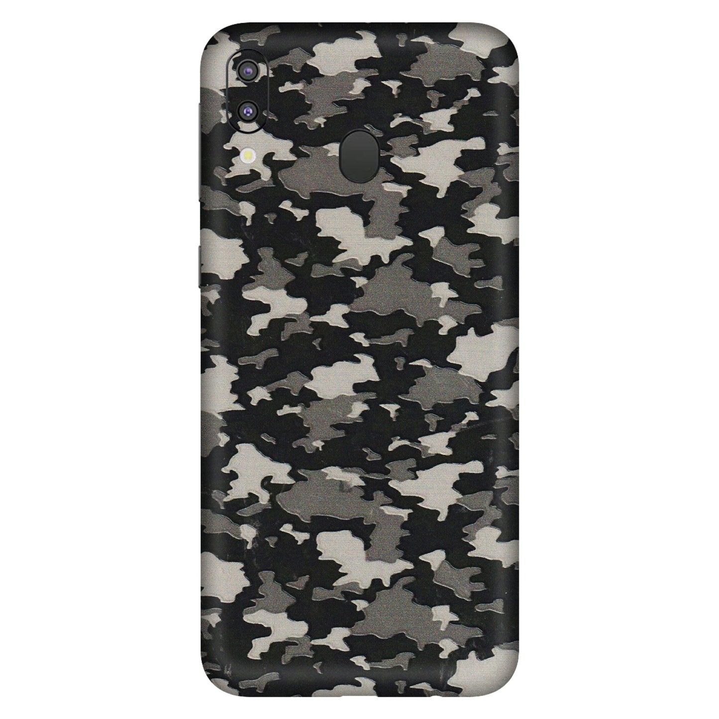 Samsung M/F/Note/Flip and C Phone Skins (All Models) - Black/Grey Camoflaunge - 3D Embossed Finish (L-142) Samsung Galaxy M20