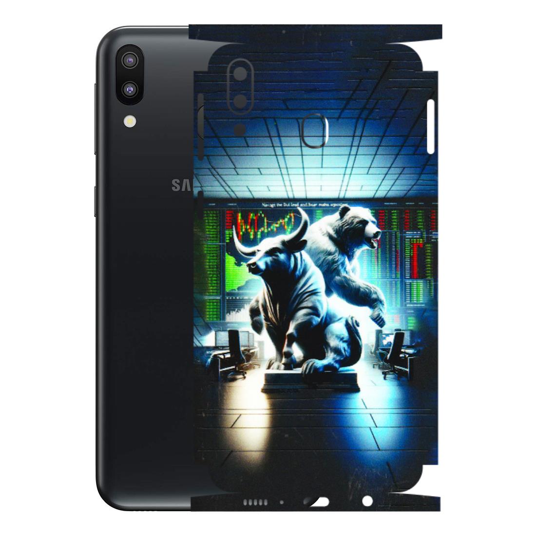 Samsung M/F/Note/Flip and C Phone Skins (All Models) - Stock Market Sensex Bear vs Bulls - 3D Embossed Finish (L-15) Samsung Galaxy M20
