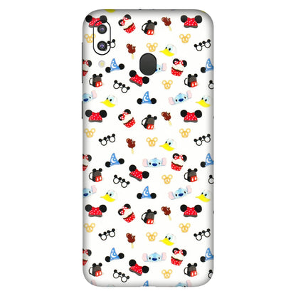 Samsung M/F/Note/Flip and C Phone Skins (All Models) - Minnie Mouse & Donald Doodles s - 3D Embossed Finish (L-194) Samsung Galaxy M20