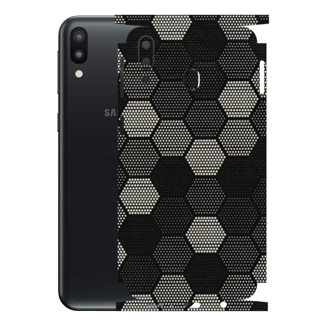 Samsung M/F/Note/Flip and C Phone Skins (All Models) - Black & White Dotted Honeycomb Texture - 3D Embossed Finish (L-202) Samsung Galaxy M20