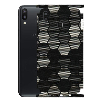 Samsung M/F/Note/Flip and C Phone Skins (All Models) - Black & White Dotted Honeycomb Texture - 3D Embossed Finish (L-202) Samsung Galaxy M20