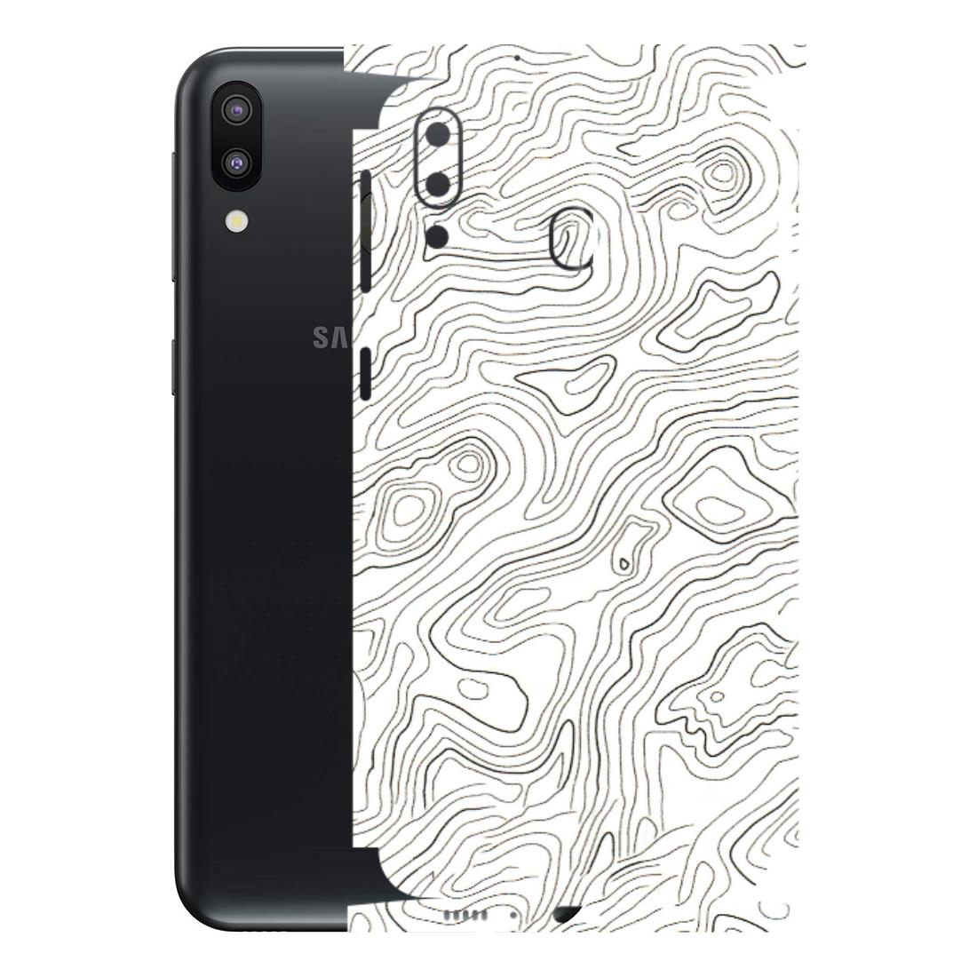 Samsung M/F/Note/Flip and C Phone Skins (All Models) - White Black Swirls - 3D Embossed Finish (L-219) Samsung Galaxy M20