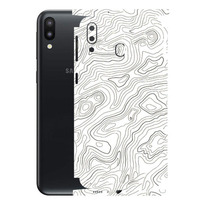 Samsung M/F/Note/Flip and C Phone Skins (All Models) - White Black Swirls - 3D Embossed Finish (L-219) Samsung Galaxy M20