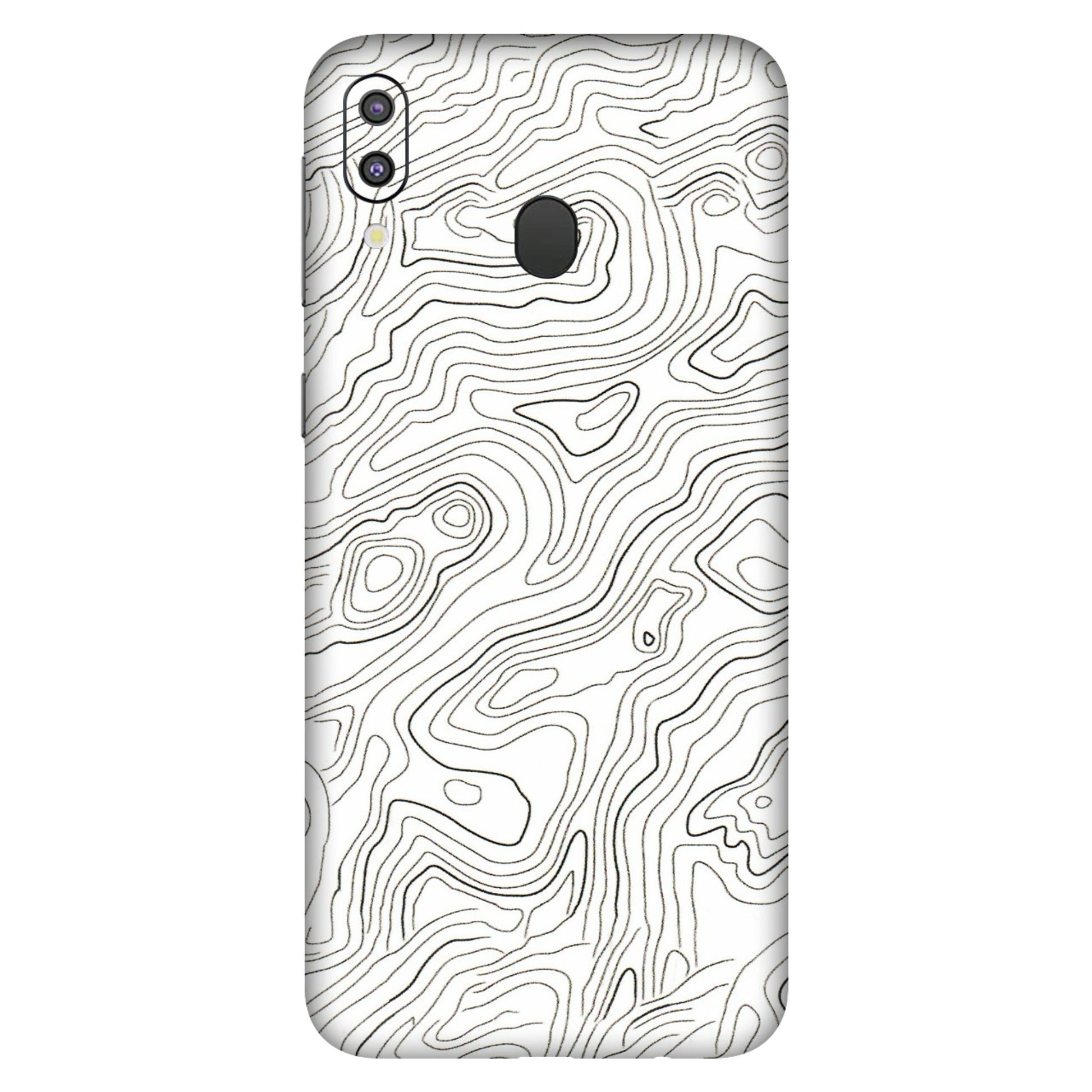 Samsung M/F/Note/Flip and C Phone Skins (All Models) - White Black Swirls - 3D Embossed Finish (L-219) Samsung Galaxy M20