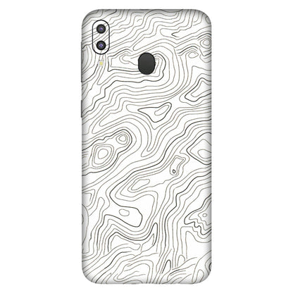 Samsung M/F/Note/Flip and C Phone Skins (All Models) - White Black Swirls - 3D Embossed Finish (L-219) Samsung Galaxy M20