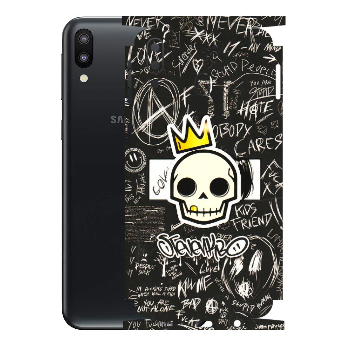 Samsung M/F/Note/Flip and C Phone Skins (All Models) - Funny Skull Black Chalk Grafitti - 3D Embossed Finish (L-22) Samsung Galaxy M20