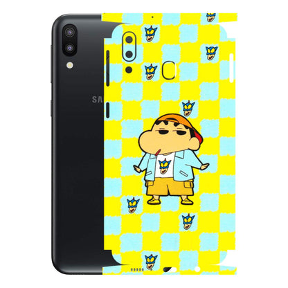 Samsung M/F/Note/Flip and C Phone Skins (All Models) - Yellow Blue Shinchan Cute - 3D Embossed Finish (L-221) Samsung Galaxy M20