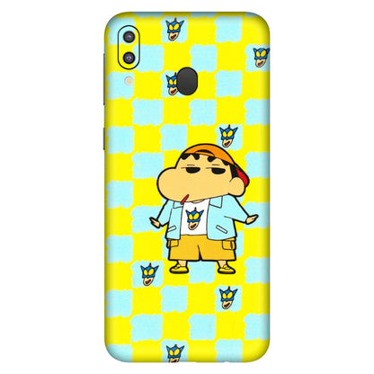 Samsung M/F/Note/Flip and C Phone Skins (All Models) - Yellow Blue Shinchan Cute - 3D Embossed Finish (L-221) Samsung Galaxy M20