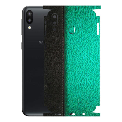 Samsung M/F/Note/Flip and C Phone Skins (All Models) - Black Green Dual Leather Stich - 3D Embossed Finish (L-233) Samsung Galaxy M20