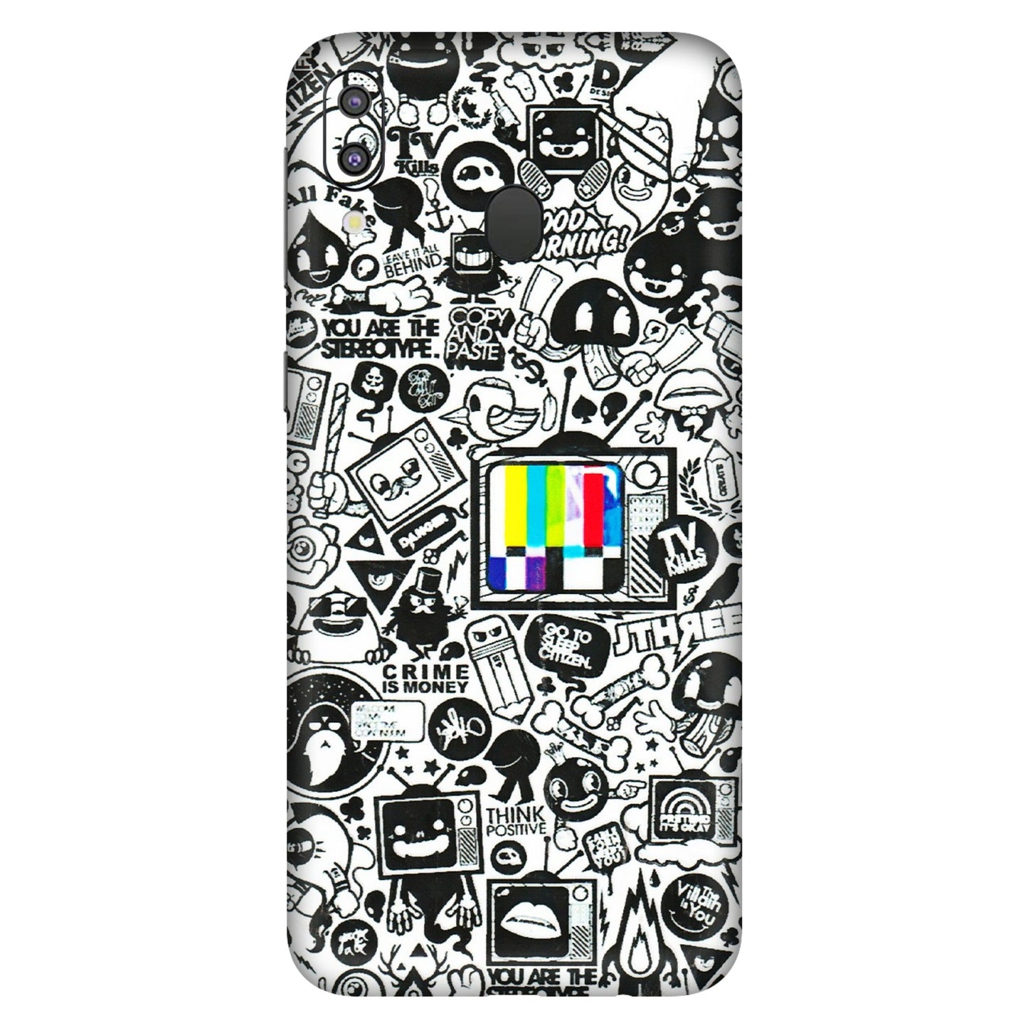 Samsung M/F/Note/Flip and C Phone Skins (All Models) - Doodles Positive Art - 3D Embossed Finish (L-263) Samsung Galaxy M20