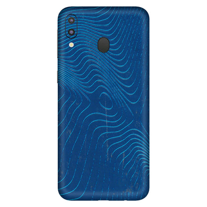 Samsung M/F/Note/Flip and C Phone Skins (All Models) - Abstract Blue Line Map - 3D Embossed Finish (L-272) Samsung Galaxy M20