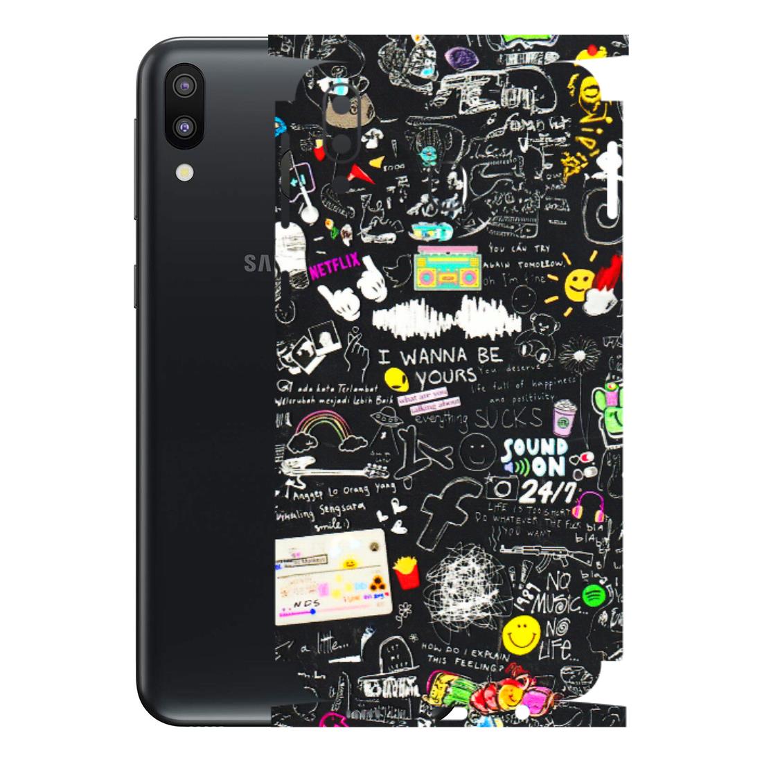 Samsung M/F/Note/Flip and C Phone Skins (All Models) - Black Creatives Doodles - 3D Embossed Finish (L-311) Samsung Galaxy M20