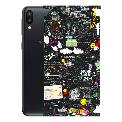 Samsung M/F/Note/Flip and C Phone Skins (All Models) - Black Creatives Doodles - 3D Embossed Finish (L-311) Samsung Galaxy M20