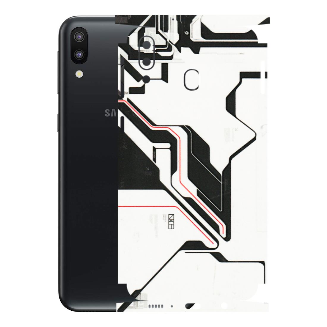 Samsung M/F/Note/Flip and C Phone Skins (All Models) - White Techy Logo - 3D Embossed Finish (L-312) Samsung Galaxy M20