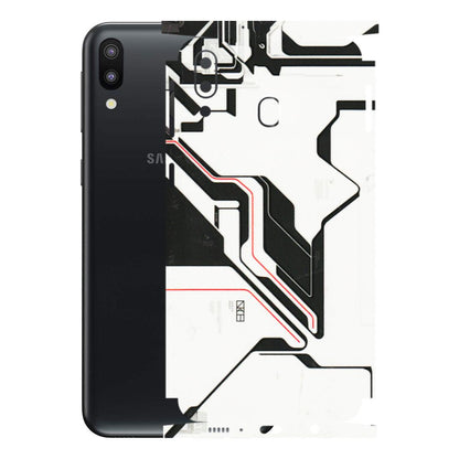 Samsung M/F/Note/Flip and C Phone Skins (All Models) - White Techy Logo - 3D Embossed Finish (L-312) Samsung Galaxy M20