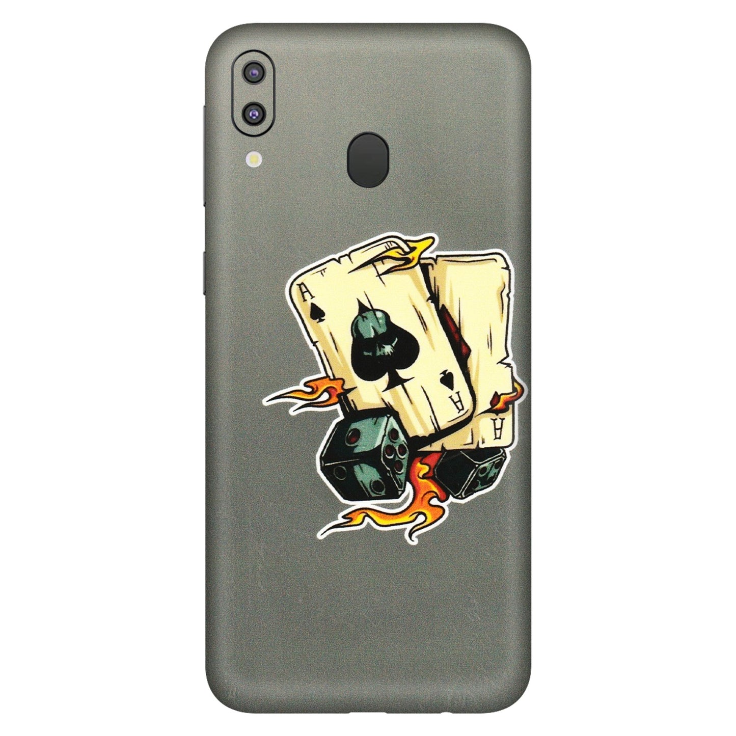 Samsung M/F/Note/Flip and C Phone Skins (All Models) - Grey Cards Of Ace - 3D Embossed Finish (L-77) Samsung Galaxy M20
