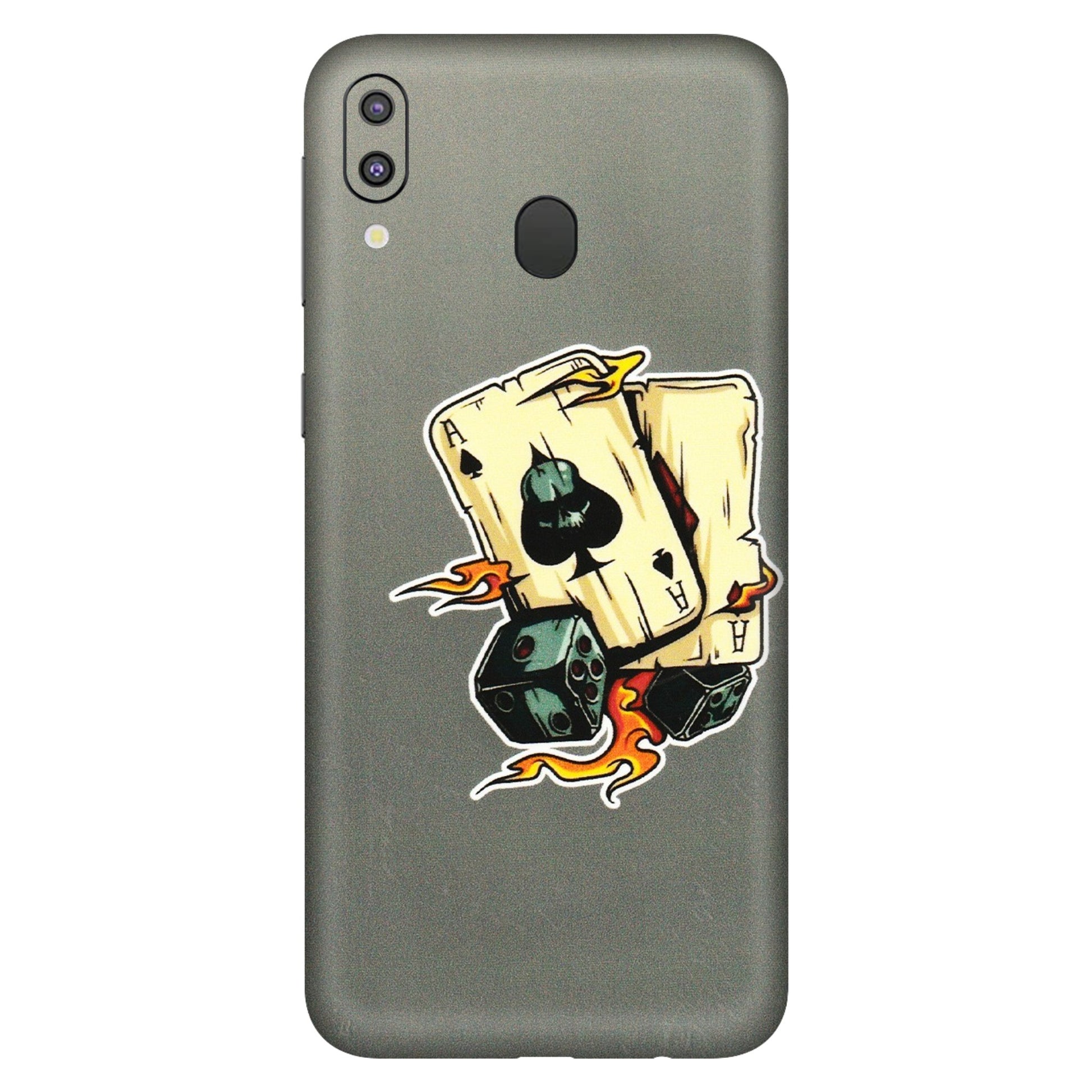 Samsung M/F/Note/Flip and C Phone Skins (All Models) - Grey Cards Of Ace - 3D Embossed Finish (L-77) Samsung Galaxy M20