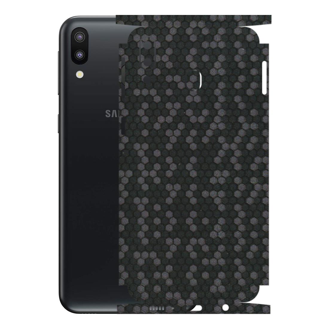 Samsung M/F/Note/Flip and C Phone Skins (All Models) - Black Grey Honeycomb Sober - 3D Embossed Finish (L-85) Samsung Galaxy M20