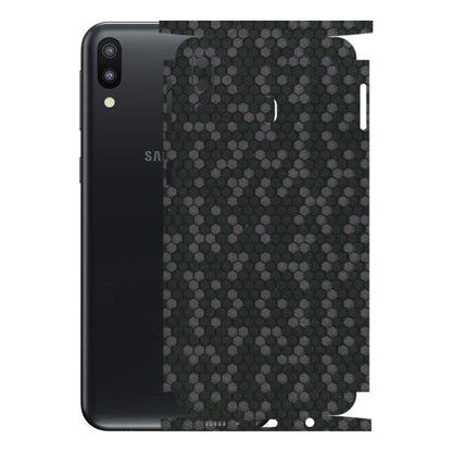 Samsung M/F/Note/Flip and C Phone Skins (All Models) - Black Grey Honeycomb Sober - 3D Embossed Finish (L-85) Samsung Galaxy M20