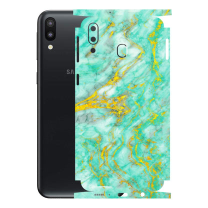 Samsung M/F/Note/Flip and C Phone Skins (All Models) - Green And Gold Marble Feel - Matte Finish (M-16) Samsung Galaxy M20