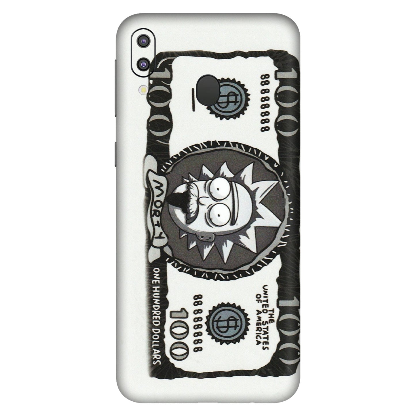 Samsung M/F/Note/Flip and C Phone Skins (All Models) - Rick And Morty Hundred Dollar Anime - Matte Finish (M-161) Samsung Galaxy M20