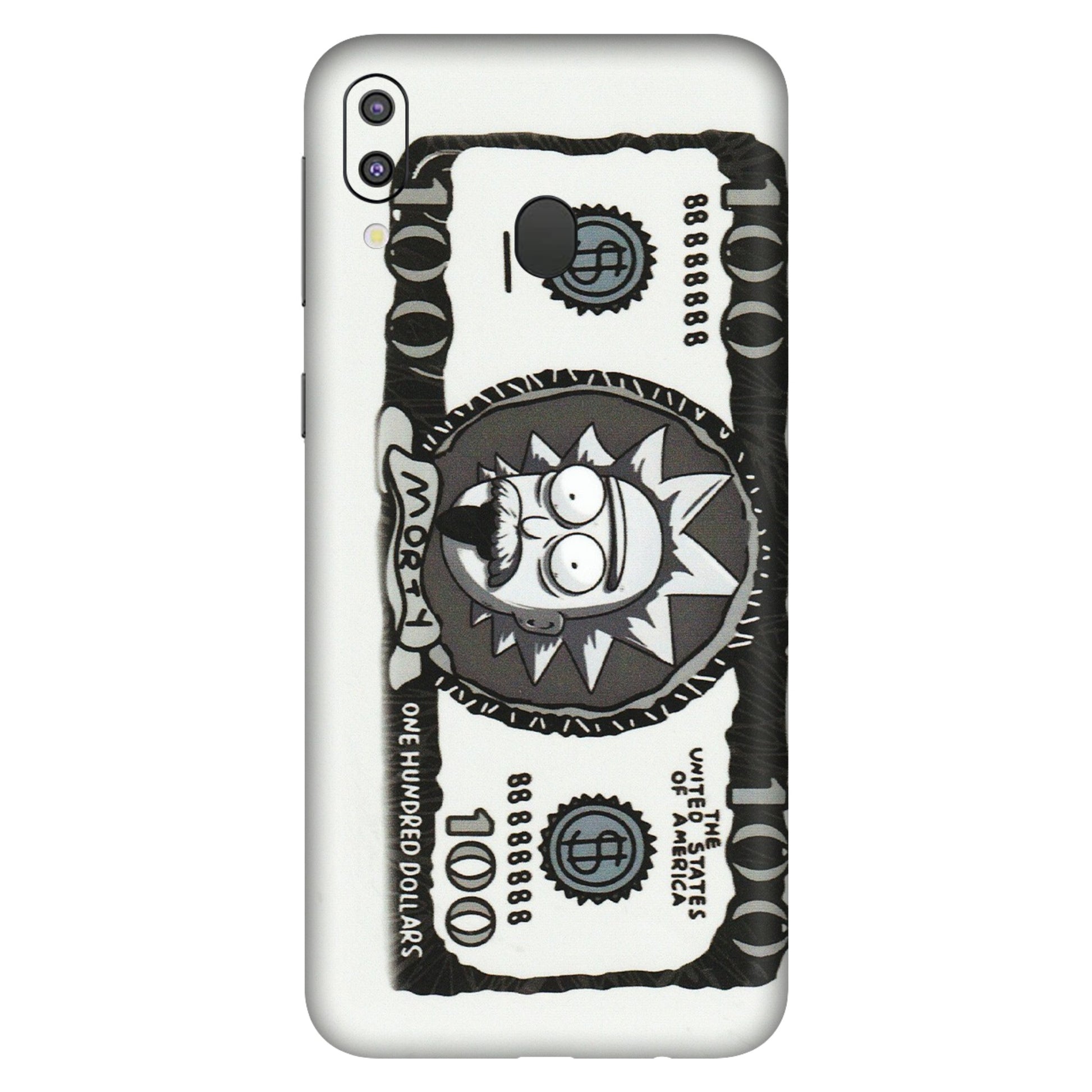 Samsung M/F/Note/Flip and C Phone Skins (All Models) - Rick And Morty Hundred Dollar Anime - Matte Finish (M-161) Samsung Galaxy M20