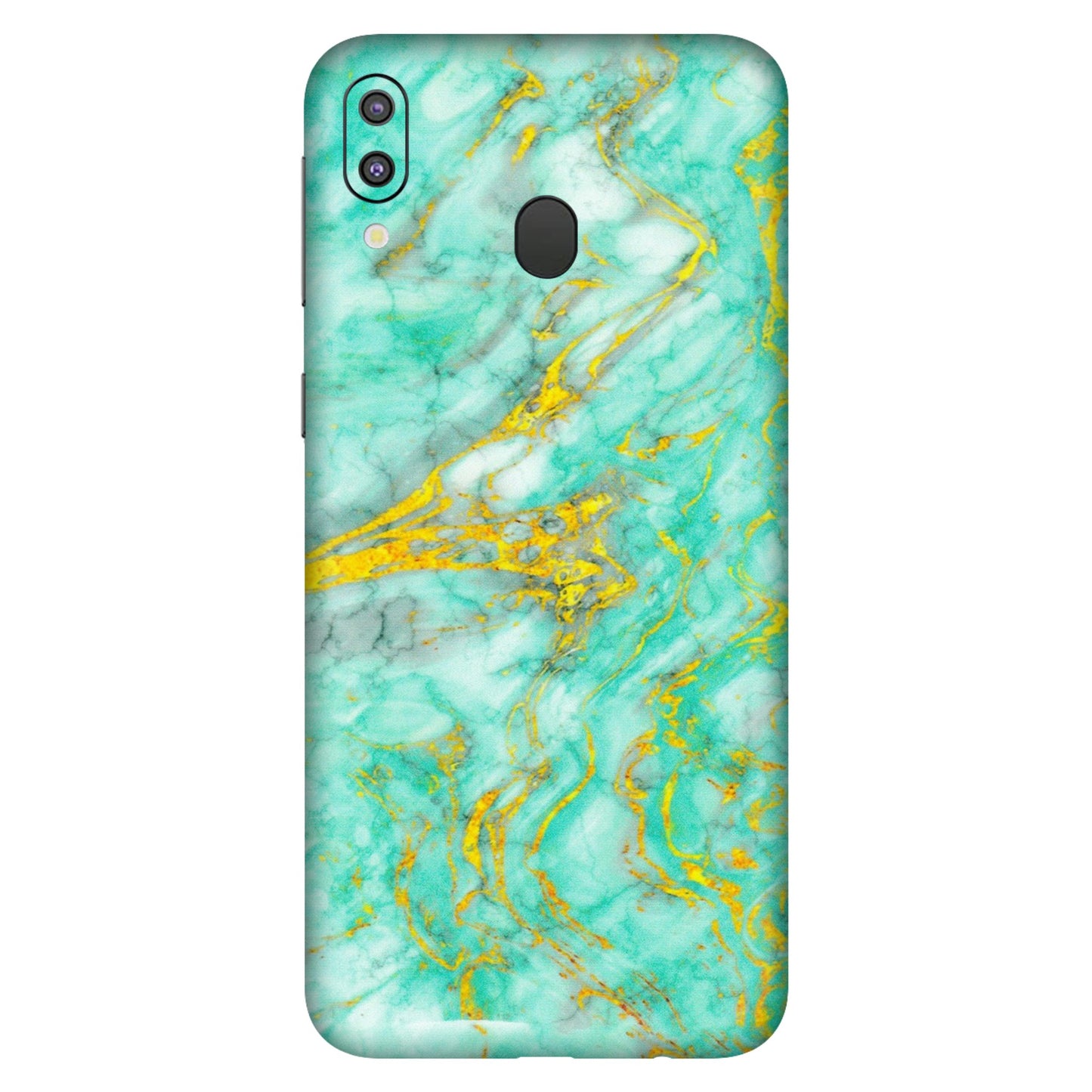 Samsung M/F/Note/Flip and C Phone Skins (All Models) - Green And Gold Marble Feel - Matte Finish (M-16) Samsung Galaxy M20