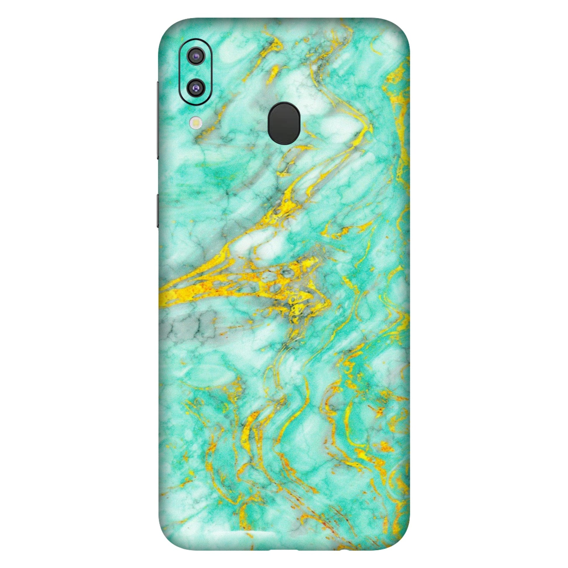 Samsung M/F/Note/Flip and C Phone Skins (All Models) - Green And Gold Marble Feel - Matte Finish (M-16) Samsung Galaxy M20