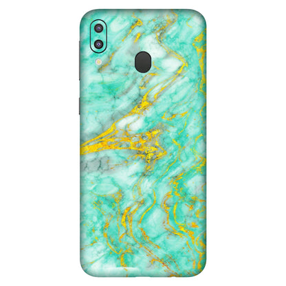 Samsung M/F/Note/Flip and C Phone Skins (All Models) - Green And Gold Marble Feel - Matte Finish (M-16) Samsung Galaxy M20