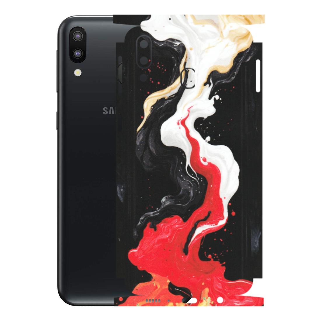 Samsung M/F/Note/Flip and C Phone Skins (All Models) - Black Red White Paint Splash Fusion - Matte Finish (M-56) Samsung Galaxy M20