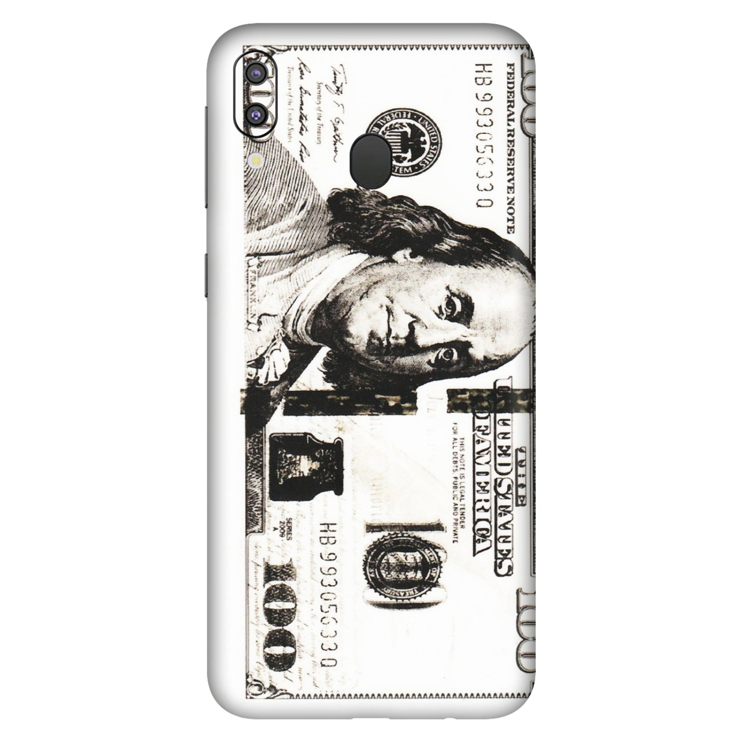 Samsung M/F/Note/Flip and C Phone Skins (All Models) - 100 Dollar Currency - Transparent Finish (T-01) Samsung Galaxy M20