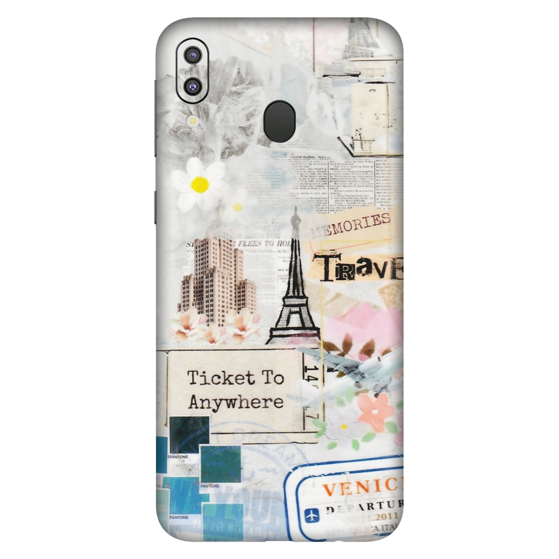 Samsung M/F/Note/Flip and C Phone Skins (All Models) - Travel Memories - Transparent Finish (T-09) Samsung Galaxy M20