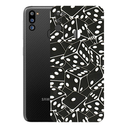 Samsung M/F/Note/Flip and C Phone Skins (All Models) - Big Black Dices - 3D Embossed Finish (L-106) Samsung Galaxy M21 2021
