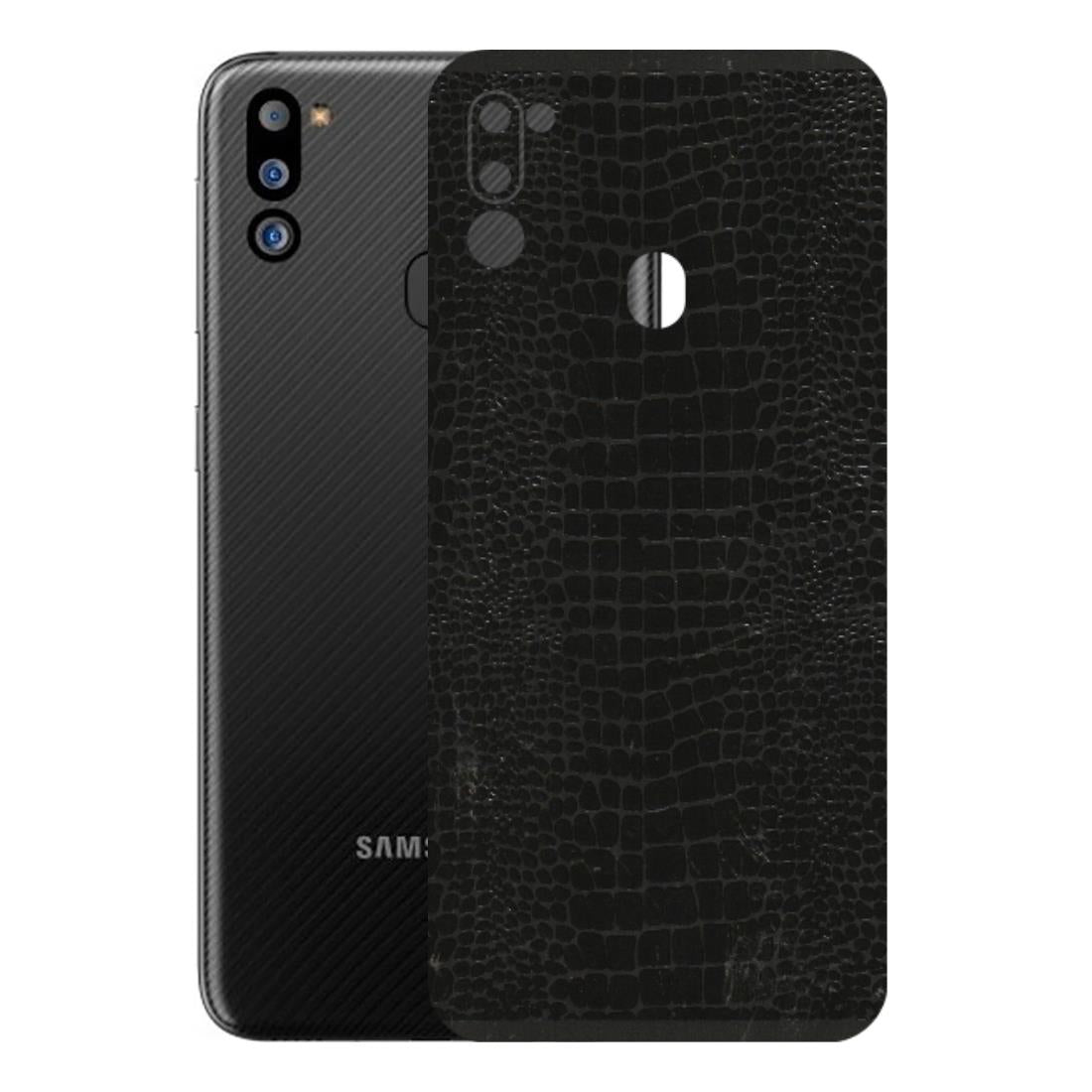 Samsung M/F/Note/Flip and C Phone Skins (All Models) - Snake Leather Black - 3D Embossed Finish (L-107) Samsung Galaxy M21 2021