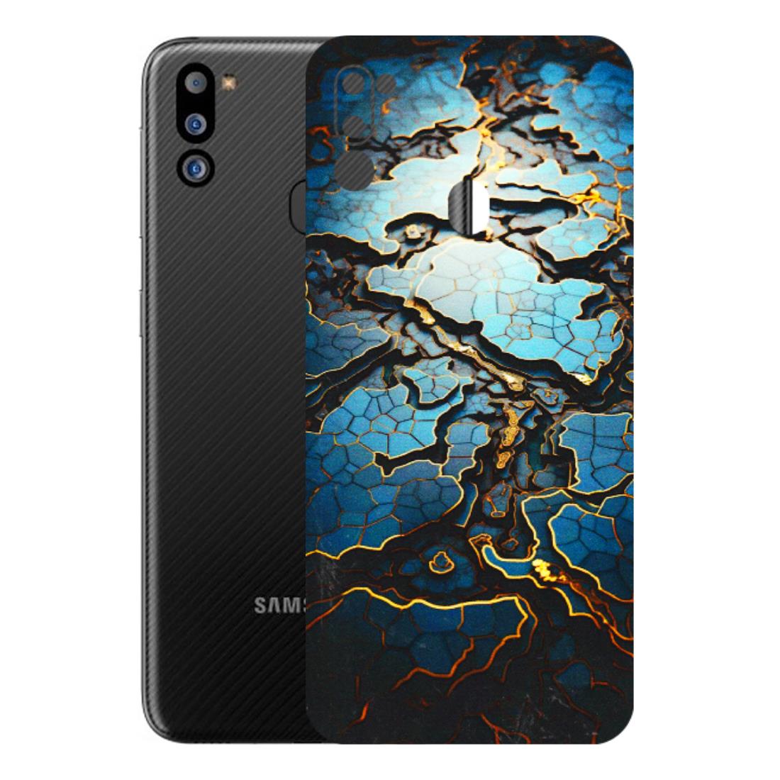 Samsung M/F/Note/Flip and C Phone Skins (All Models) - Blue Gold Abstract - 3D Embossed Finish (L-11) Samsung Galaxy M21 2021