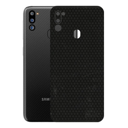 Samsung M/F/Note/Flip and C Phone Skins (All Models) - Black honeycomb - 3D Embossed Finish (L-114) Samsung Galaxy M21 2021