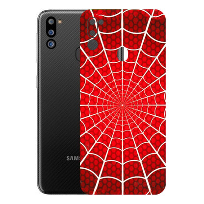 Samsung M/F/Note/Flip and C Phone Skins (All Models) - Classic Spidey Web - 3D Embossed Finish (L-115) Samsung Galaxy M21 2021