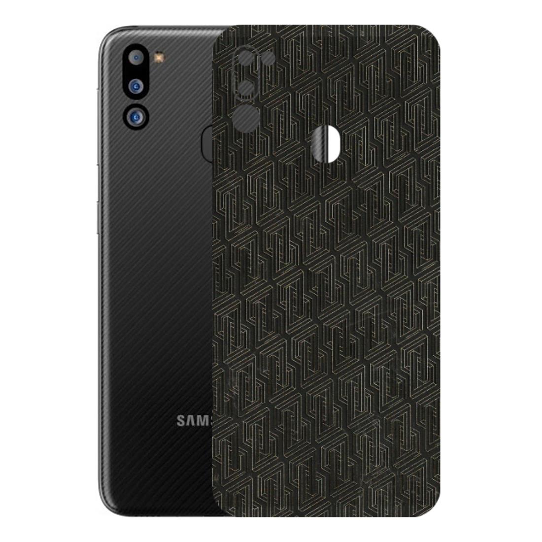 Samsung M/F/Note/Flip and C Phone Skins (All Models) - Black Abstract Pattern - 3D Embossed Finish (L-117) Samsung Galaxy M21 2021
