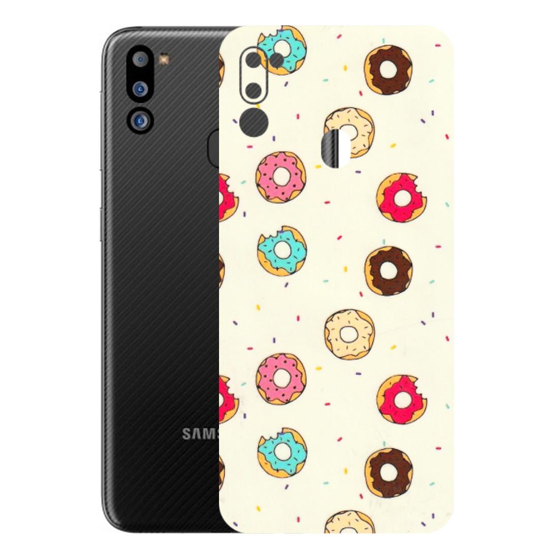Samsung M/F/Note/Flip and C Phone Skins (All Models) - Mini Donuts Doodle Art - 3D Embossed Finish (L-122) Samsung Galaxy M21 2021