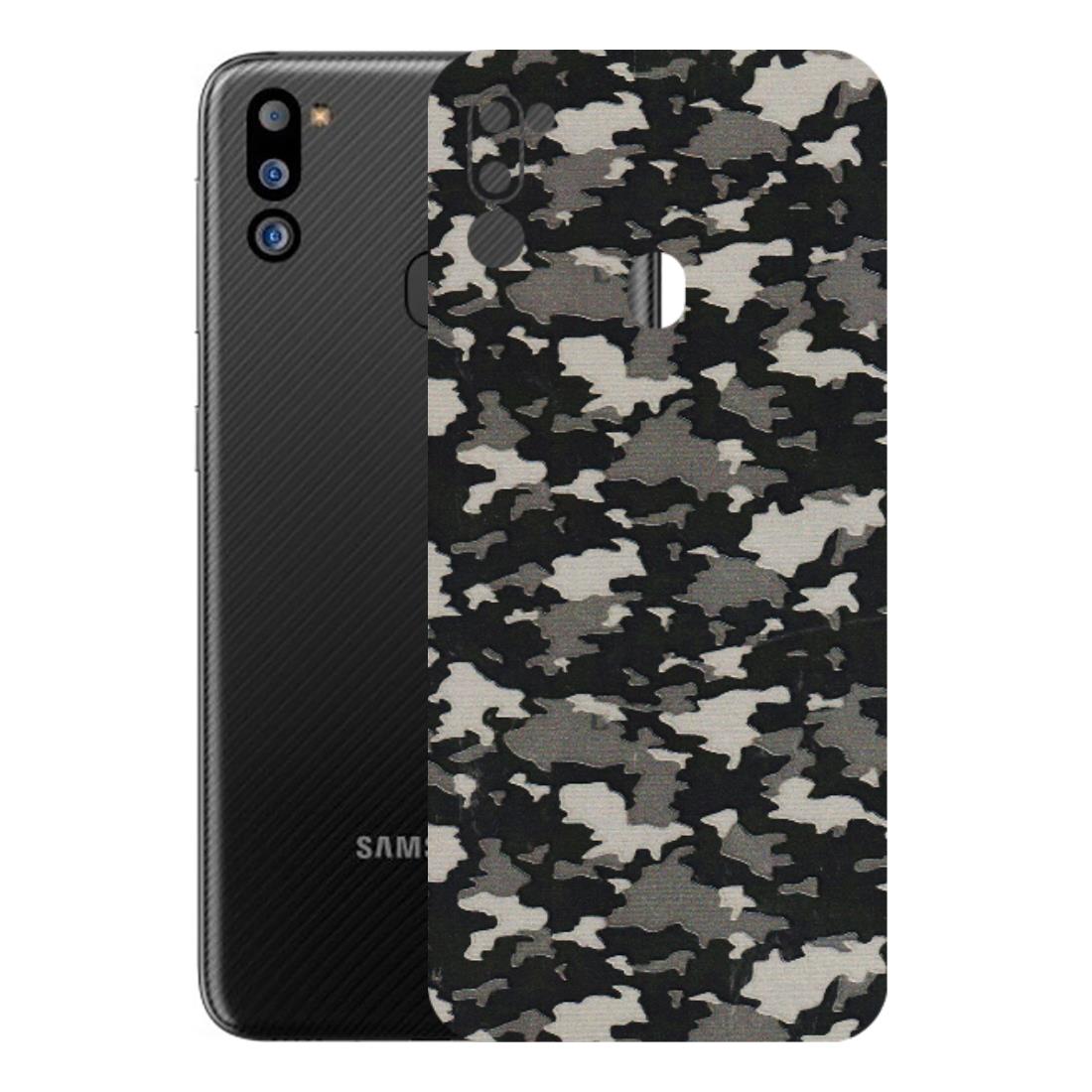 Samsung M/F/Note/Flip and C Phone Skins (All Models) - Black/Grey Camoflaunge - 3D Embossed Finish (L-142) Samsung Galaxy M21 2021