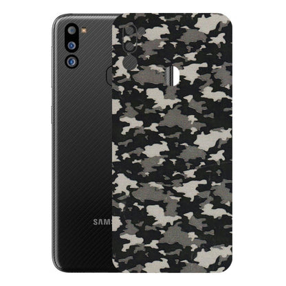 Samsung M/F/Note/Flip and C Phone Skins (All Models) - Black/Grey Camoflaunge - 3D Embossed Finish (L-142) Samsung Galaxy M21 2021