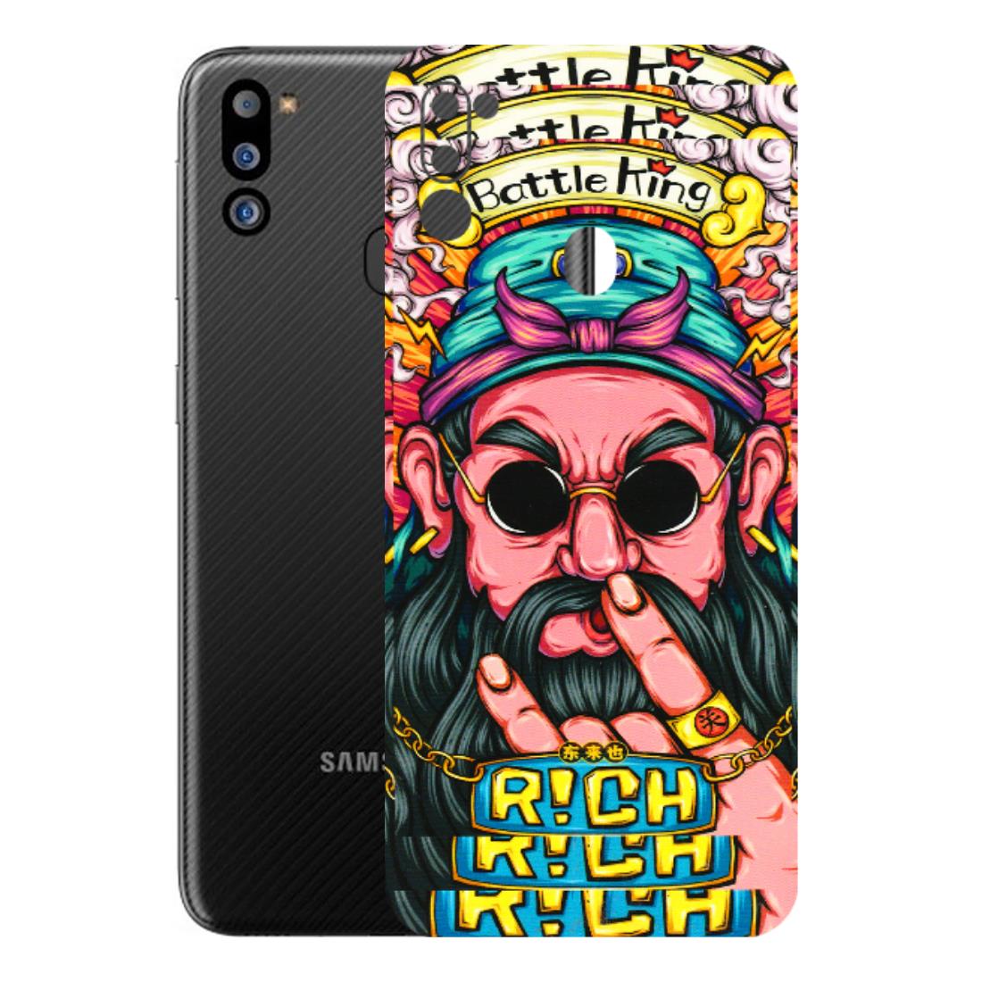 Samsung M/F/Note/Flip and C Phone Skins (All Models) - Battle King Dude Face - 3D Embossed Finish (L-178) Samsung Galaxy M21 2021