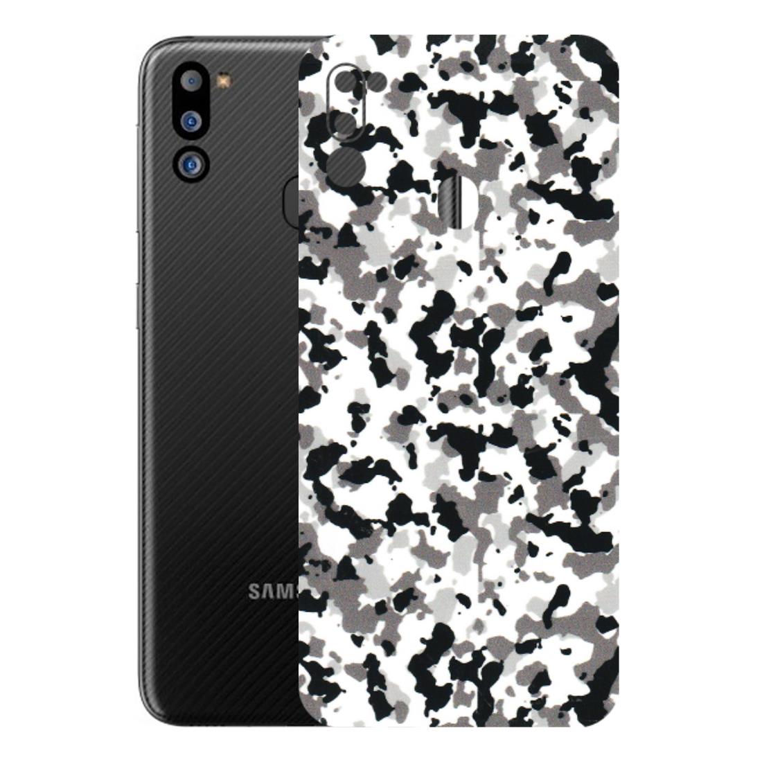 Samsung M/F/Note/Flip and C Phone Skins (All Models) - White Black Camouflage - 3D Embossed Finish (L-18) Samsung Galaxy M21 2021