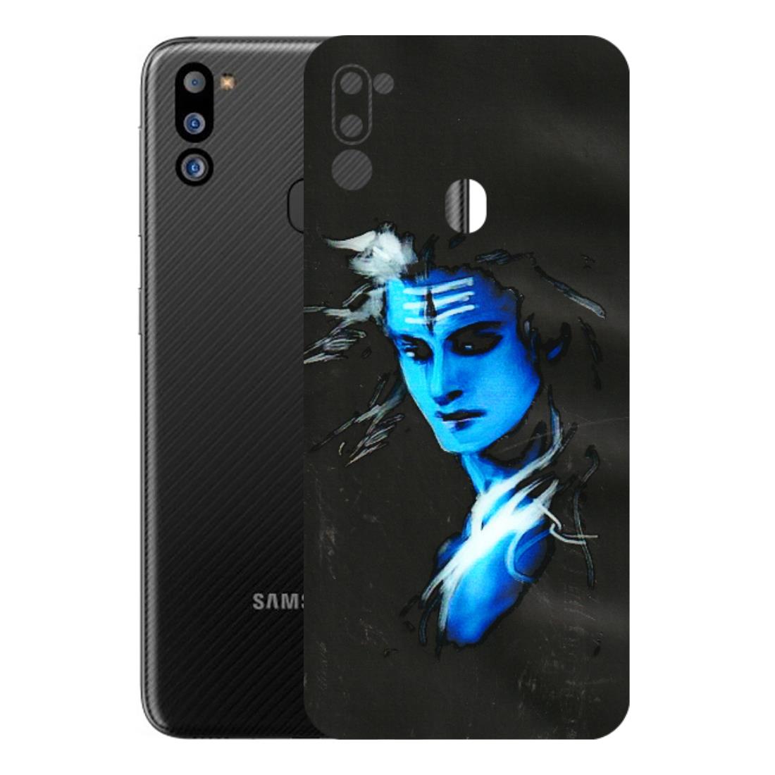 Samsung M/F/Note/Flip and C Phone Skins (All Models) - Har Har Mahadev Blue/Black - 3D Embossed Finish (L-185) Samsung Galaxy M21 2021