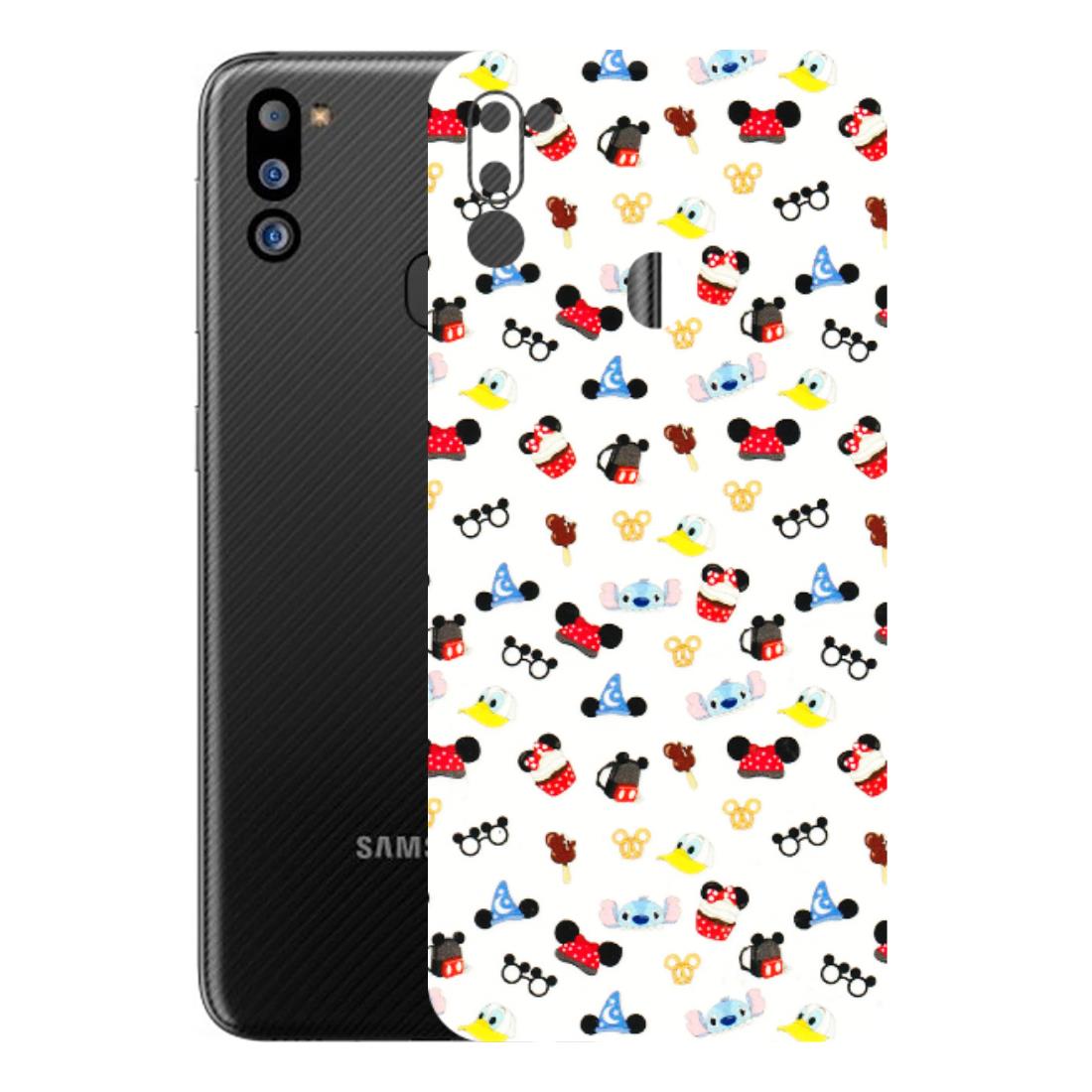 Samsung M/F/Note/Flip and C Phone Skins (All Models) - Minnie Mouse & Donald Doodles s - 3D Embossed Finish (L-194) Samsung Galaxy M21 2021